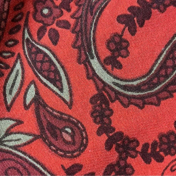 Harlow & Rose Paisley Red Mini Teired Dress Boho Hippie Peasent Fairy M Vampy - Picture 8 of 9